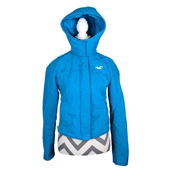 Hollister Aqua Blue All-Weather Hooded Winter Jacket XS - Picture 1 of 12